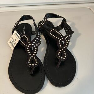 Madden Girl Black Sandals with Sparkling Accents